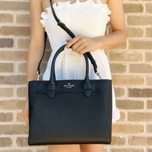 NWT Kate Spade Medium Top Zip Satchel Crossbody Black